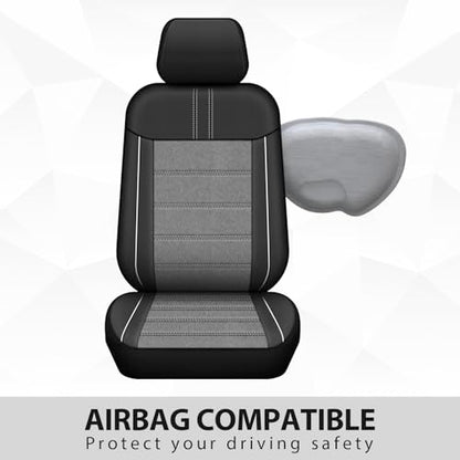 Leather Car Seat Covers, Air Cool Mesh Design, Airbag Compatible Car Seat Covers Front Seats, Enhanced Comfort for Most Cars, SUVs, Vans - Grey