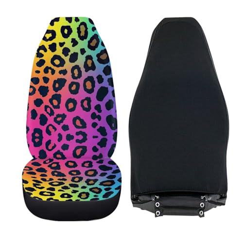 Gradient Leopard Print Car Seat Covers Set of 2 Automobile Front Seat Covers for SUV Trucks Chairs Vans Auto - color: Gradient Leopard