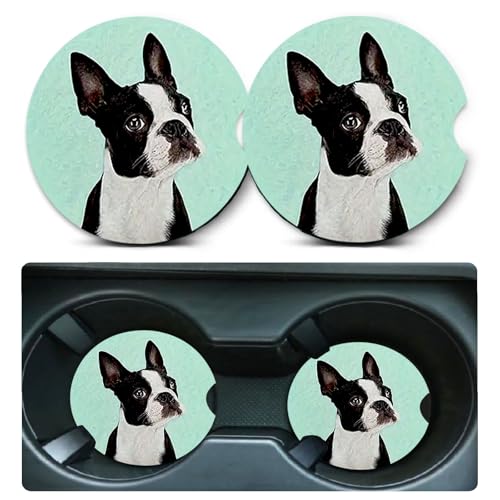 Car Coasters for Cup Holders,2 Pack Dog Car Coasters,2.75" Universal Size Anti Slip Rubber Mat,Automotive Cup Holder Decal Decor Accessories,Dog Gifts for Women,Men,Mom - color: Dog