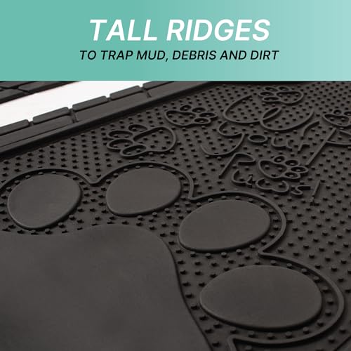FH Group Car Floor Mats - Adorable Paw Print, Heavy-Duty Rubber Mats, Universal Fit Full Set, Climaproof, Trimmable, Fit Most Sedan, SUV, Truck - Black - color: Black