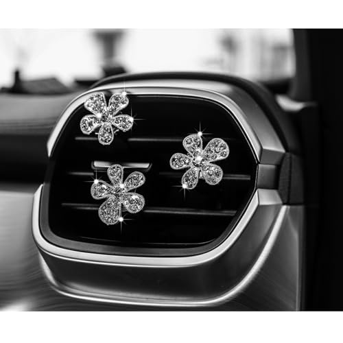5 Pcs Car Vent Clip,Bling Flower Car Air Fresheners Vent Clips Cute Car Vent Decorations,Car Diffuser Rhinestone Car Interior Decoration Charm Car Vent Accessories