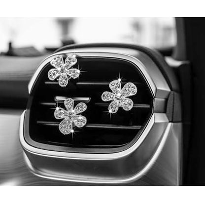 5 Pcs Car Vent Clip,Bling Flower Car Air Fresheners Vent Clips Cute Car Vent Decorations,Car Diffuser Rhinestone Car Interior Decoration Charm Car Vent Accessories