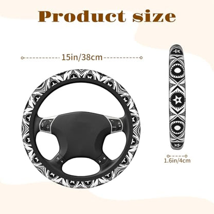 Steering Wheel Cover Accessories Neoprene Cover, Breathable Non-Slip Easy to Install Suitable for Women Men, 14.5-15.5 Inch for Car SUV Van Truck Universal - Boho Art - color: Boho Art