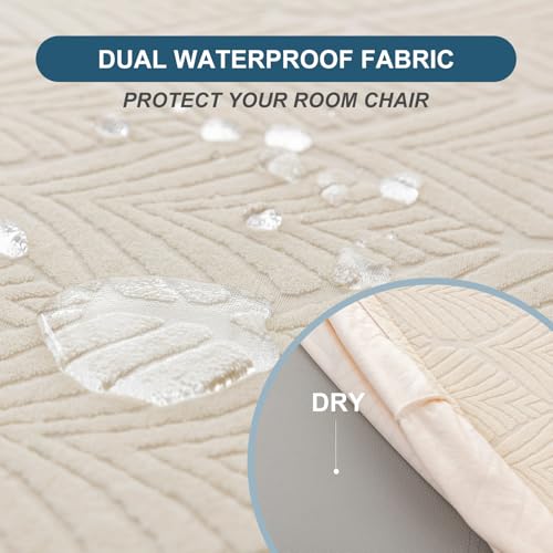 Removable and Washable Seat Covers for Dining Room Chairs Set of 6 - Waterproof Stretch Chair Seat Slipcovers, No Back Covers - color: Beige, size: 6PCS-Rear-gapped