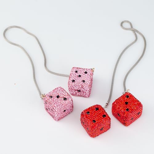Bling Diamond Dice Car Hanging Accessories – Crystal Rear View Mirror Ornament, Sparkly Car Decor, Lucky car Accessories All Models