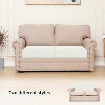 Easy-Going Stretch Individual Couch Cushion Cover Sofa Seat Furniture Protector Sofa slipcover Soft Flexibility with Elastic Bottom(2 Piece Cushion Sofa, Cream) - color: Cream, size: 2 Cushion Sofa