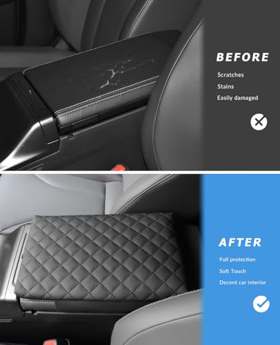 INTGET Center Console Cover for 2026 Toyota RAV4 Accessories Car Interior Middle Armrest Arm Rest Cushion Lid Pad XLE Premium, LE, XSE, SE, Limited, Woodland, GR Sport (Argyle Pattern with Pad)