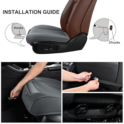 BWTJF Gray Car Seat Cover 2 Pack, Universal Leather Front Seat Covers Bottom Protector, Anti-Slip and Full Wrapping Edge Compatible with Most of Vehicles - SUVs/Sedans/Pickup Trucks - color: Gray, size: StyleA-Stripes