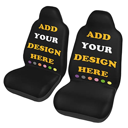 Custom Car Seat Covers for Front Seats Add Your Image Text Logo Personalized Seat Protector Case Customize Elastic Universal Auto Interior Cover Fit Most Car (2 Car Seat Cover) - style: 2 Car Seat Cover