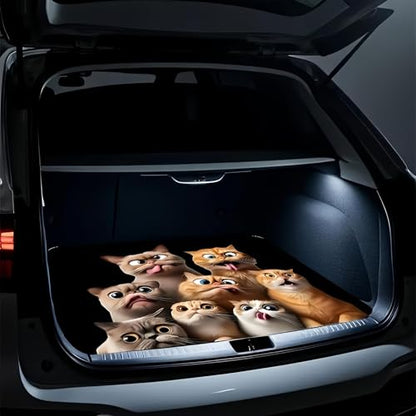 Universal Car Trunk Mat 29" x 39", Cute Funny Cat All Weather Trunk Protection Cargo Liner, Durable Cargo Mat Rear Trunk Liner, Stylish Vehicle Interior Accessories Suitable for Most Car Models - color: Funny Cat