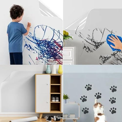 Clear Wall Protector Contact Paper Electrostatic Absorption Wall Protective Film Removable Self-Adhesive Transparent Static Cling Sticker, Waterproof Wallpaper for Furniture Doors from Pets Scratche