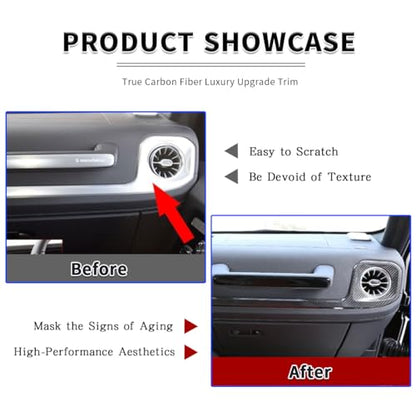 Real Carbon Fiber Interior Center Console Side Outlet Trend Decorative Strip for Mercedes-Benz G-Class W464 2019 to 2025 G350 G400 G500 (Black)
