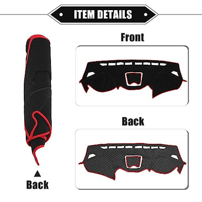 Dashboard Cover Compatible for Hyundai Santa Fe 2013-2018, Non-Slip Polyester Black Red Dash Cover Mat Dash Board Protector Cover - color: Red