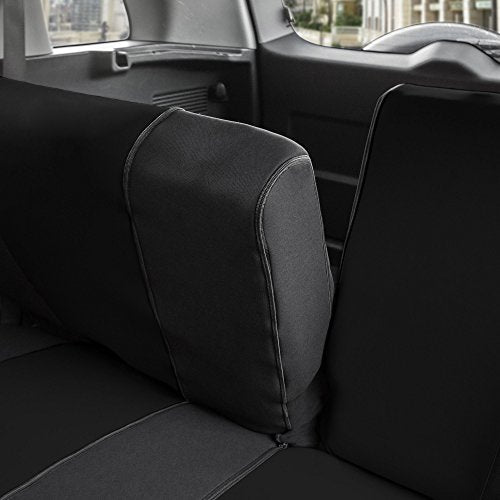 FH Group Full Cover Rear Bench Car Seat Cover – Universal Fit, Split Bench Design with Zipper, Compatible with 60/40 & 40/60 Split Seats, SUV & Van – Black - color: Black, style: Rear Set