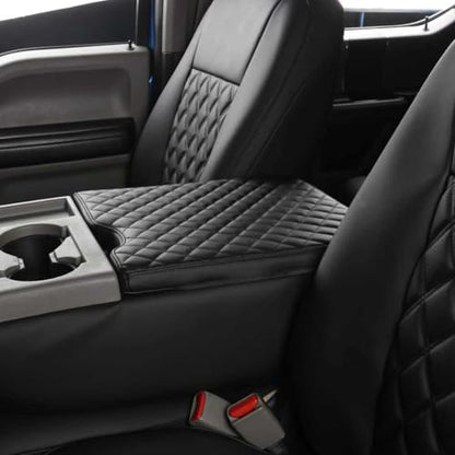 F150 Center Console Cover Compatible with 2015-2025 Ford F150 Accessories, 2017-2024 F250 F350 F450 with 40/20/40 Jump Seat, Leather Armrest Cover Center Console Cushion (Jump Seat Only) - size: Jump Seat 15-24 F150 &17-24 F250