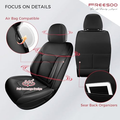 FREESOO Car Seat Covers Front Seats 2PCs,Waterproof Automotive Seat Covers, Leather Cars Interior Covers, Seats Protection Universal fit Babies & Adult (Black) - color: Black, size: 2 Pcs Front Seat