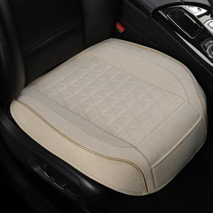 West Llama Linen Front Car Seat Cover Protector Anti-Slip Bottom Seat Cover Fits 95% of Vehicles,Wrapping Around The Bottom,Triangular Pattern(Beige-1Pcs) - color: Triangular Pattern-Beige, size: 1 Piece Linen