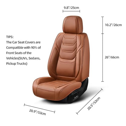 TIEHESYT Car Seat Covers Full Set, Breathable Leather Automotive Front and Rear Seat Covers, Car Seat Protectors Full Set, Compatible with Most Vehicles, SUV (Brown, Front Pair and Rear) - color: Mature Brown, size: Front Pair and Rear Headrestless