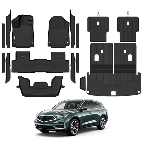 Floor Mats for 2022-2026 Acura MDX, Trunk Mat with Backrest Mat and 2nd Backrest Mat & Door Sill Guard All Weather TPE Protector for Acura MDX Accessories - size: 16)MDX|2022-2026
