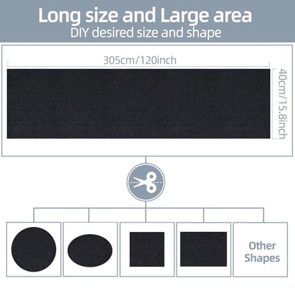 Cat Scratch Mat 120"x15.8", Cat Scratch Pad, Cat Couch Protector (Black) - color: Black