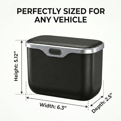Car Trash Can with Lid - Leakproof Hanging Car Garbage Bin for Door & Seat Back - Waterproof Auto Trash Bag & Multifunctional Storage Organizer for SUV, Truck, Sedan (Black)
