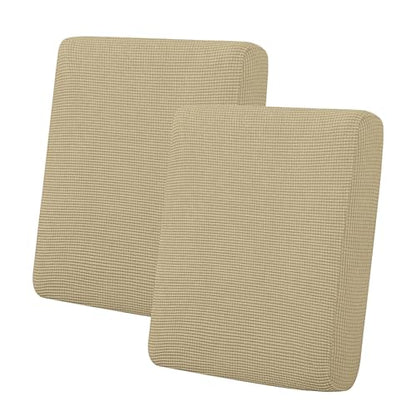 Easy-Going Stretch Individual Loveseat Couch Cushion Cover Sofa Cushion Furniture Protector Sofa slipcover Soft Flexibility with Elastic Bottom (2-Piece Loveseat Cushion Cover, Beige) - color: Beige, size: 2-piece