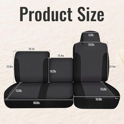 40/60 Split Bench Design Front Seat Cover for Isuzu NPR 1995-2005, Knitted Fabric with Soft Foam Lining, Breathable Seat Protector-Balck