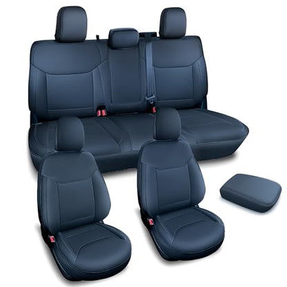 Leather Seat Covers Custom Fit for Maverick 2022-2026, Compatible with XL, XLT, Lobo, Lariat, Tremor Model - Armrest Covers Included - Faux Leather, Fully Covered, Fit Like a Glove