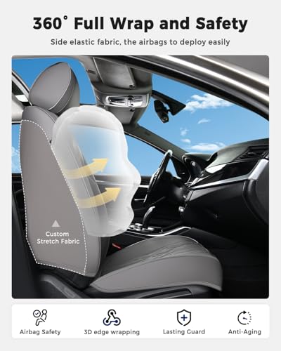 Huidasource Car Seat Covers Full Set, Leather Seat Cover Universal Fit for Most Cars Sedans SUVs Trucks, Airbag Compatible, Cup Holder Access, Easy Install, Wipes Clean, Wear-Resistant, Gray - color: A-Gray, size: 5pcs Full Set