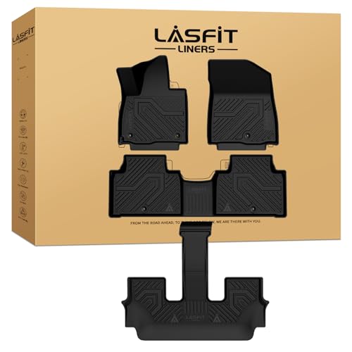 LASFIT Floor Mats for Kia Telluride 2027 (Only Fit Gas, Not Fit Hybrid), All Weather TPE Custom Fit Floor Liners 1st & 2nd & 3rd Row Car Mats Accessories, Black - size: 3)For Kia Telluride | 2027