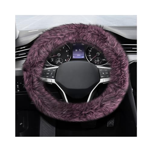 Fluffy Steering Wheel Cover, 15 Inch Soft Microfiber Plush Steering Wheel Decoration, Winter Warm Fuzzy Car Wheel Covers Anti-Slip Protector for Women Men, Car Accessories (Pink) - color: Pink