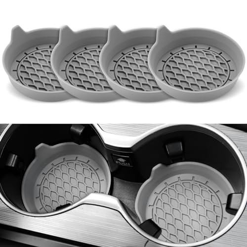 SINGARO Car Cup Holder Coaster, Silicone Cup Holder Insert, Universal Non-Slip Cup Holders, Car Accessories Interior for Women and Man 4 Pack Gray - color: Gray