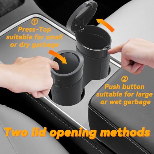 Car Trash Can Bin with Lid, Leakproof Garbage Can for Vehicle, Mini Trash Bin with 90 Attached Trash Bags, Easy to Clean Cup Holder Trash Can for Car, Home, Office - color: Black 1