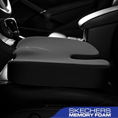 Skechers Memory Foam Car Seat Covers and Seat Cushion,Air Cool Mesh Thick Seat Covers, Two Front car seat Protector, Airbag Compatible, Automotive Comfort Protection for Most Cars, Vans, Trucks, Black
