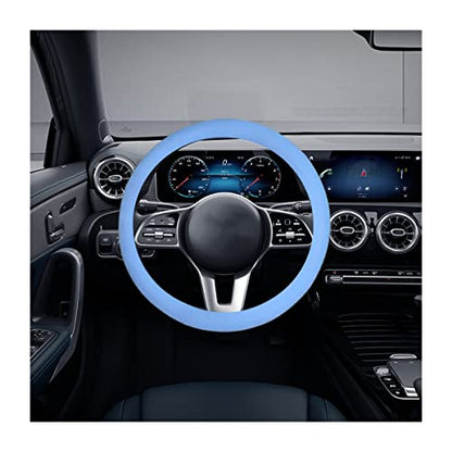 Car Silicone Steering Wheel Cover, Soft Anti-Slip Auto Steering Wheel Protector Fit 14 Inch, Universal Vehicle Interior Accessories for Cars, SUVs, Trucks, and Vans (Sky Blue) - style: Sky Blue