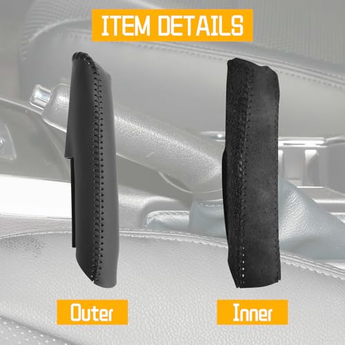 Genuine Leather Handbrake Protector Cover Compatible with Toyota Corolla 2014-2018 Anti-Slip Hand Brake Parking Lever Sleeve Black