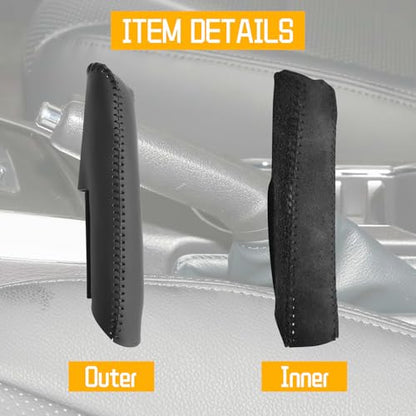 Genuine Leather Handbrake Protector Cover Compatible with Toyota Corolla 2014-2018 Anti-Slip Hand Brake Parking Lever Sleeve Black