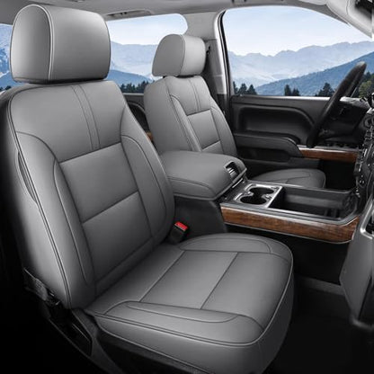Coverado Chevy Silverado Seat Covers, Faux Leather Seat Covers Fit for Chevy Silverado GMC Sierra 2007-2026 1500, 2015-2026 2500HD 3500HD Crew Double Extended Cab (Front,Gray) - color: Gray, size: Front(2007-2025)
