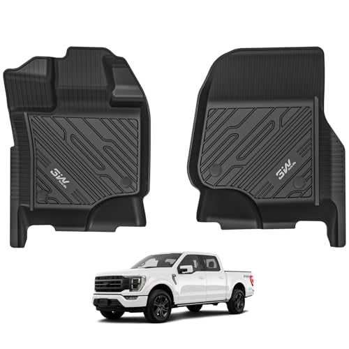 3W Floor Mats for Ford F-150 2015-2026 | F150 Lightning 2022-2025 SuperCrew & Super Cab Carpet Floor, TPE All Weather Custom Fit Car Accessories 1st Only Car Liners Black (Not Fit for Vinyl Floor) - size: 1.F150 2015-2026 Floor Mats 1st Row Only