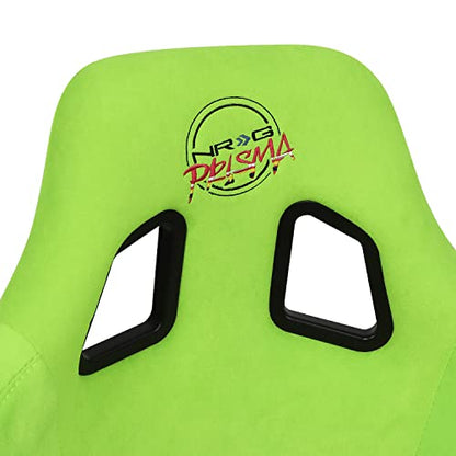 NRG Innovations NRG-FRP-302NG-PRISMA Universal Fixed Back Bucket Racing Seat for 5-Point Harnesses, Size L, Green Alcantara Material, 24" W X 35" H X 18" D - color: Green