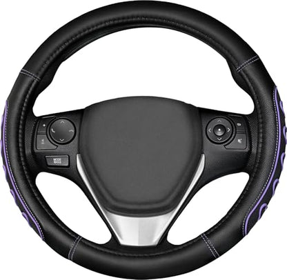 Ventilated Heart-Shaped Steering Wheel Cover with Anti-Slip Leather Grip. Compatible with Ford, Toyota, Honda, Nissan, and Chevrolet Vehicles for 14.5-15.2 inch Round Steering Wheels. - color: love Pink