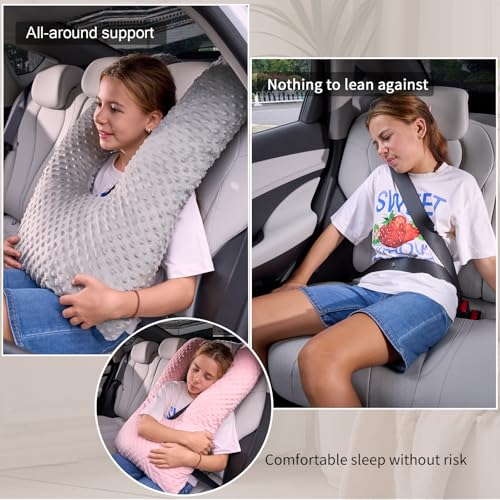 Travel Pillow for Kids Adult in Car - Pillow for Car Sleeping Ultra Large U Shaped with Removable Soft Cover Support Fix Neck and Body Sitting/Sleeping on The Trip (Grey) - color: Grey