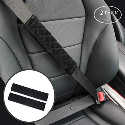Amooca Soft Automotive Seat Belt Cover Seatbelt Shoulder Pad Neck Protector Cushions Universal Fit SUV Trucks Backpack 2 PCS Black 10.2in - color: Black, size: 10.2in-2pc