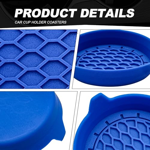 4-Pack Universal Cup Holder Coasters, Black Silicone Inserts - Keep Your Car Clean with Non-Slip & Spill-Proof Coasters for All Vehicles (Blue) - color: Blue