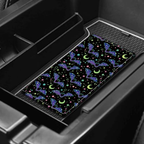 Leather Car Registration and Insurance Card Holder, Cute Car Accessories Vehicle Glove Box Car Organizer for Documents, Cards, License Cute Purple Bats Stars