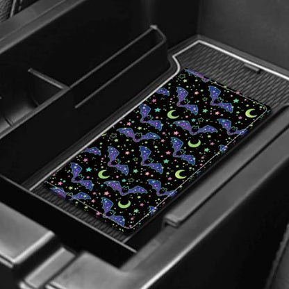 Leather Car Registration and Insurance Card Holder, Cute Car Accessories Vehicle Glove Box Car Organizer for Documents, Cards, License Cute Purple Bats Stars