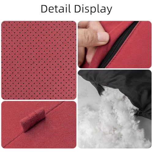 2 Pcs Car Headrest Neck Pillow for Driving,Universal Premium Suede Leather Soft and Comfortable Headrest,Three Gears of Height Adjustment Car Seat Headrest Pillow Car Interior Accessories - color: Cranberry Red