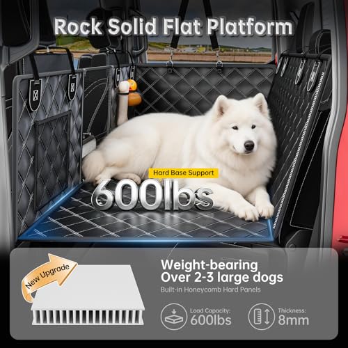 RYNVALE [2026 Upgraded] Hard Bottom Car Seat Cover for Dogs, 600lbs Heavy Duty Back Seat Extender, Waterproof Dog Car Hammock with Detachable Mat, Fits Full Size SUV & Trucks, 2-4 Large Dogs, XL - size: X-Large