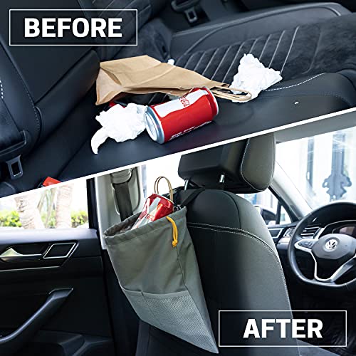 2PCS Car Garbage Can, Hanging Car Trash Bag with Waterproof Leakproof Lining - color: Gray