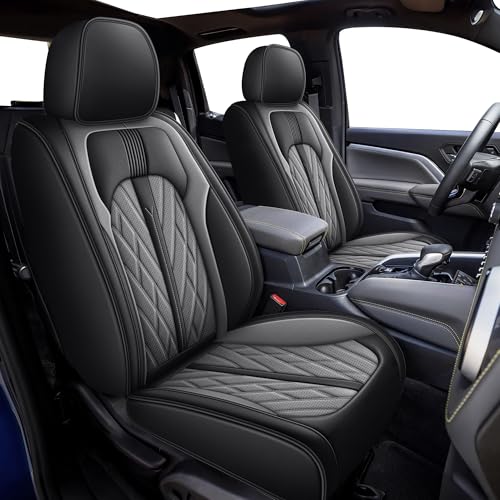 Full Set 5 Seats Custom Fit Faux Leather Seat Covers for Nissan Frontier 2007-2026, Airbag Compatible, Black & Dark Gray - color: #073 Black&Grey, size: 5 Seats